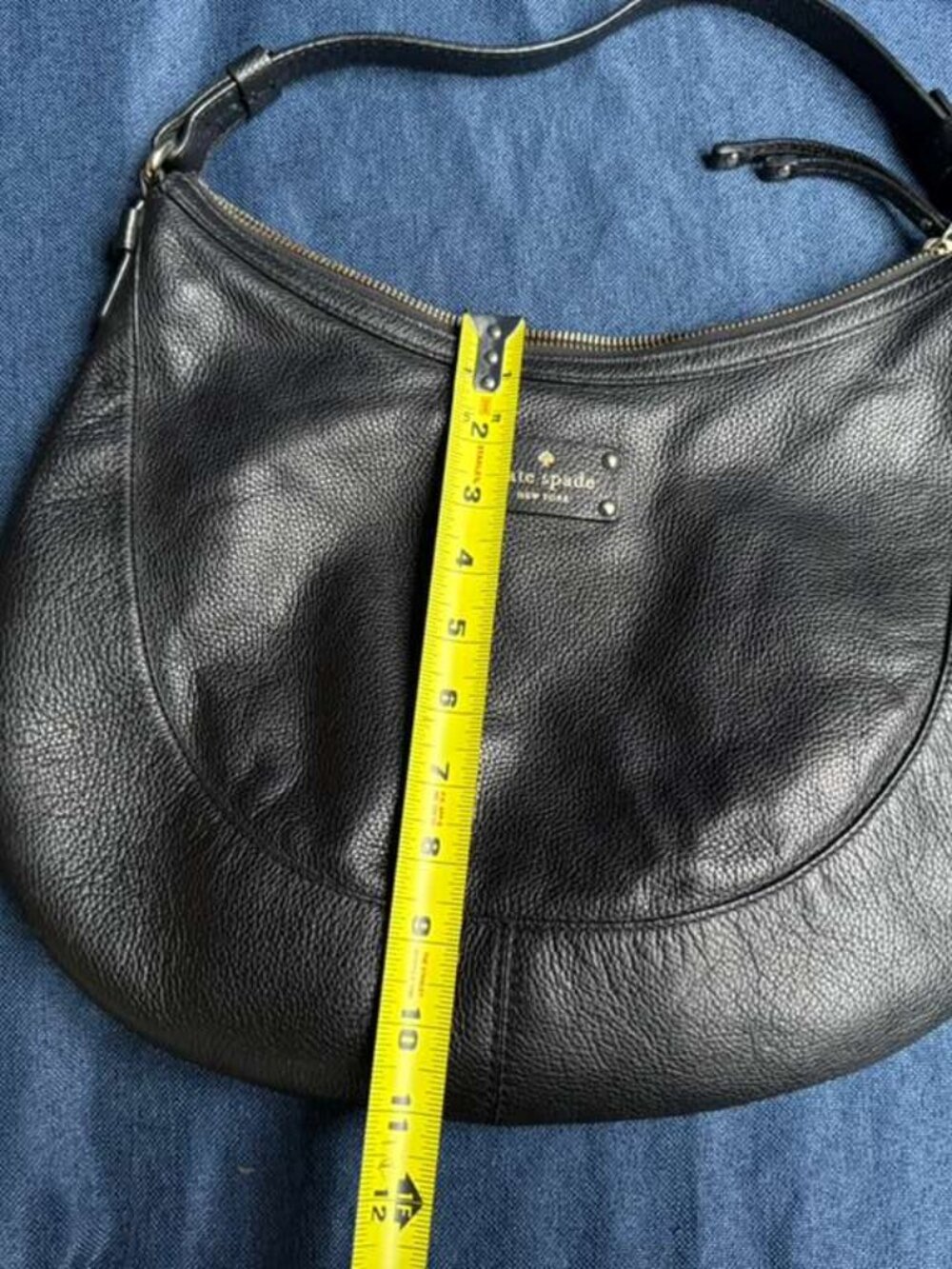 Kate Spade Black Pebbled Leather Berkshire Hobo Bag Polka Dot Lining Large